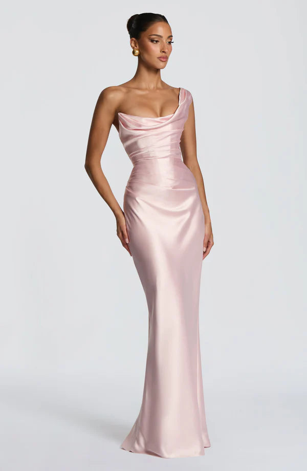 Margrit | Abito da sera elegante monospalla in satin da donna