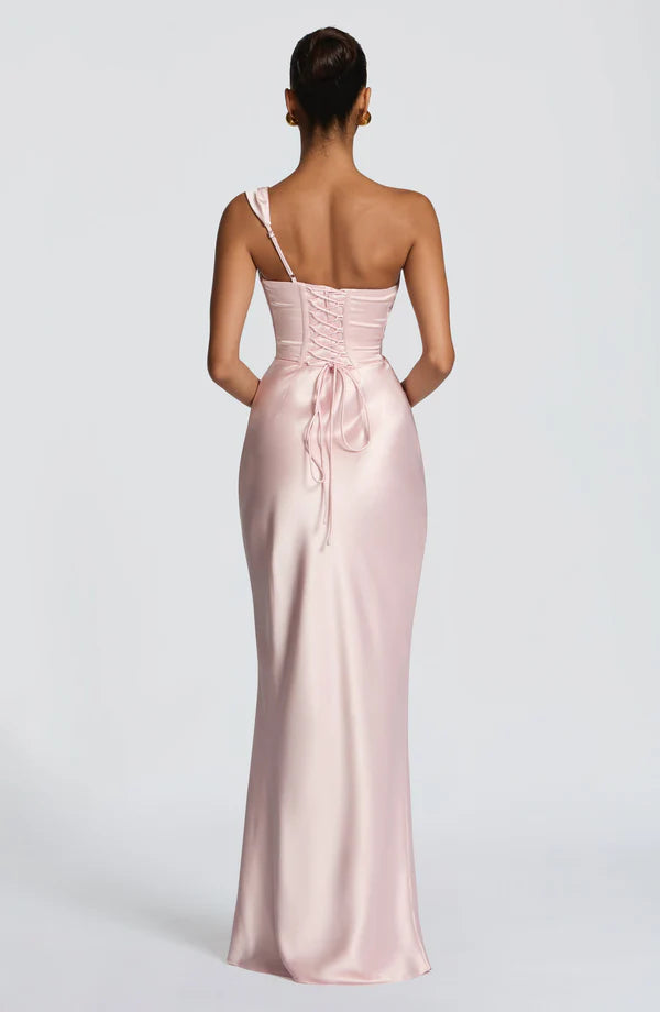 Margrit | Abito da sera elegante monospalla in satin da donna