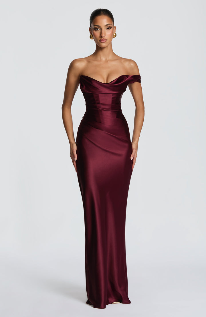 Margrit | Damen Elegantes One Shoulder Satin Abendkleid