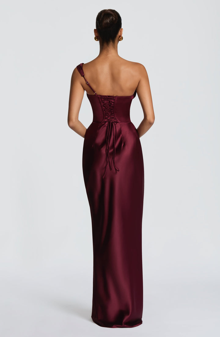 Margrit | Damen Elegantes One Shoulder Satin Abendkleid