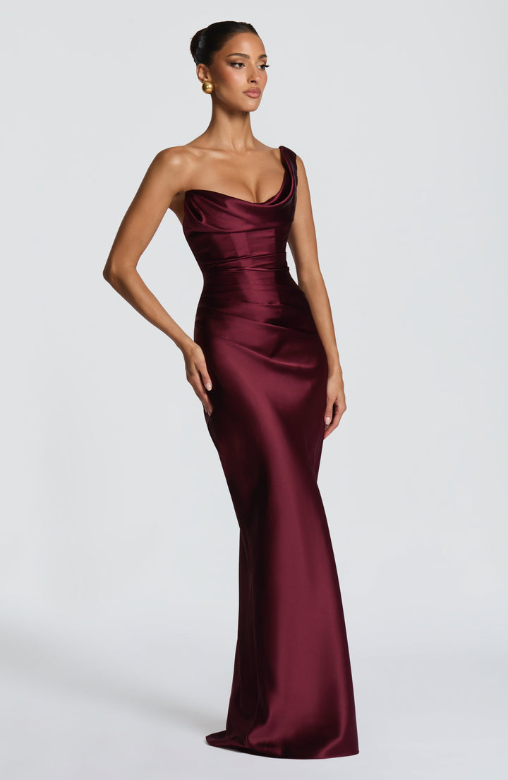 Margrit | Damen Elegantes One Shoulder Satin Abendkleid
