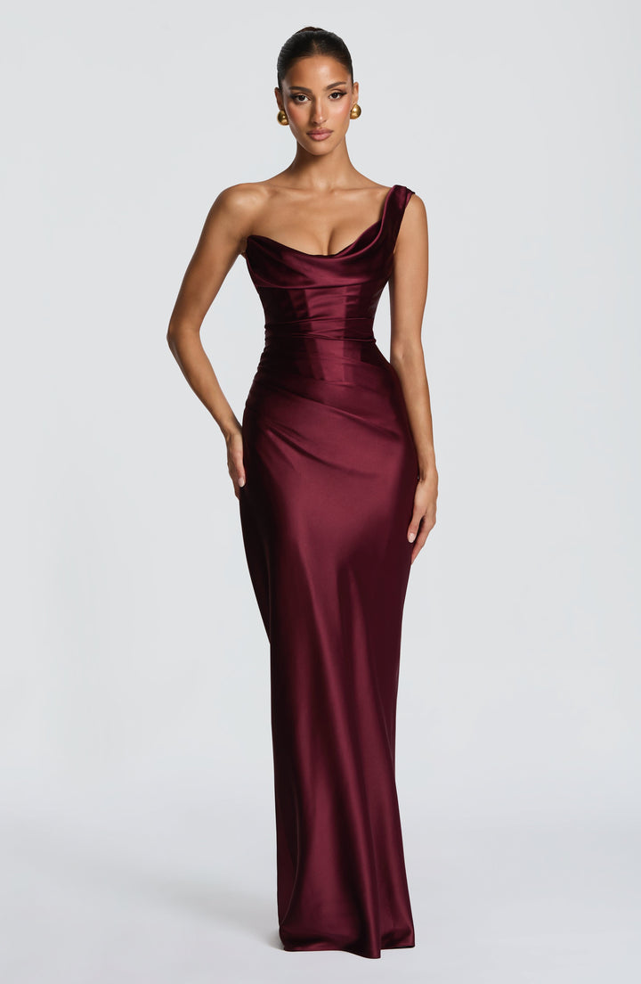Margrit | Damen Elegantes One Shoulder Satin Abendkleid