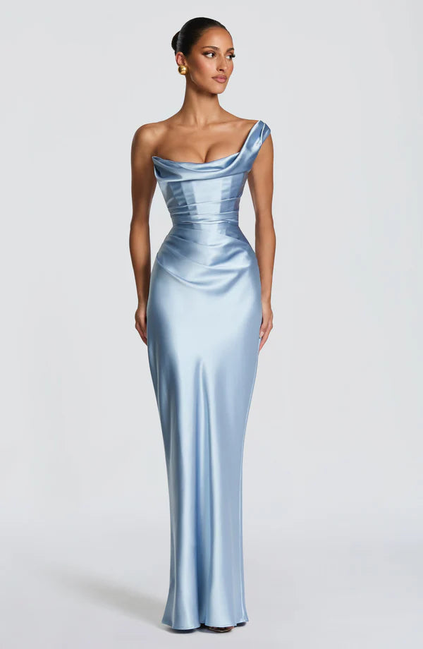 Margrit | Abito da sera elegante monospalla in satin da donna