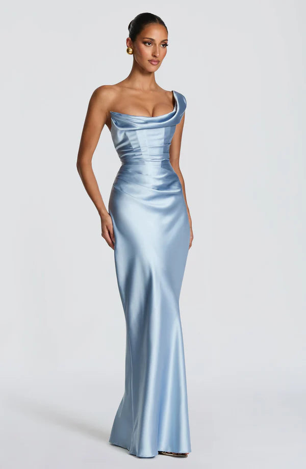 Margrit | Abito da sera elegante monospalla in satin da donna