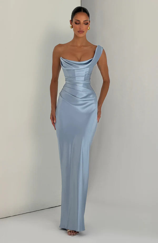 Margrit | Abito da sera elegante monospalla in satin da donna