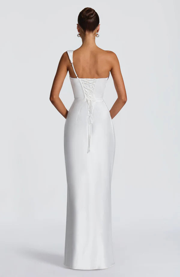 Margrit | Abito da sera elegante monospalla in satin da donna