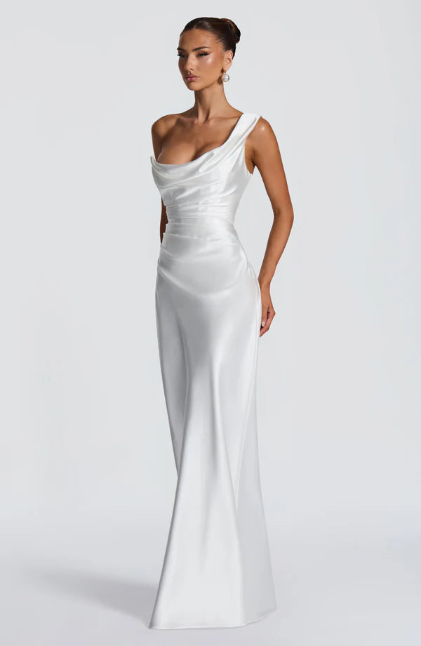 Margrit | Abito da sera elegante monospalla in satin da donna