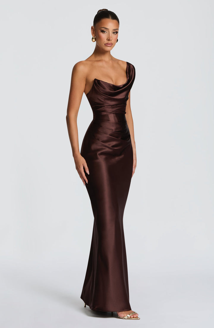 Margrit | Abito da sera elegante monospalla in satin da donna