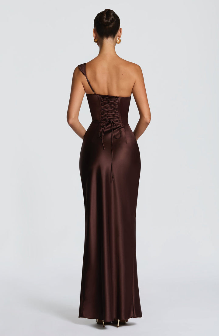 Margrit | Abito da sera elegante monospalla in satin da donna
