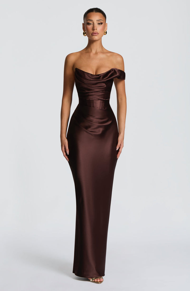 Margrit | Abito da sera elegante monospalla in satin da donna
