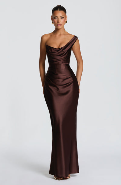 Margrit | Abito da sera elegante monospalla in satin da donna
