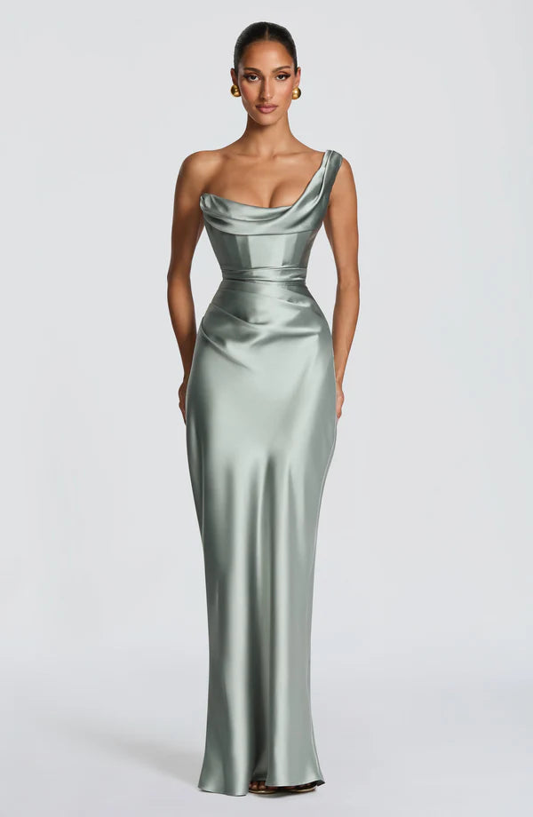 Margrit | Abito da sera elegante monospalla in satin da donna