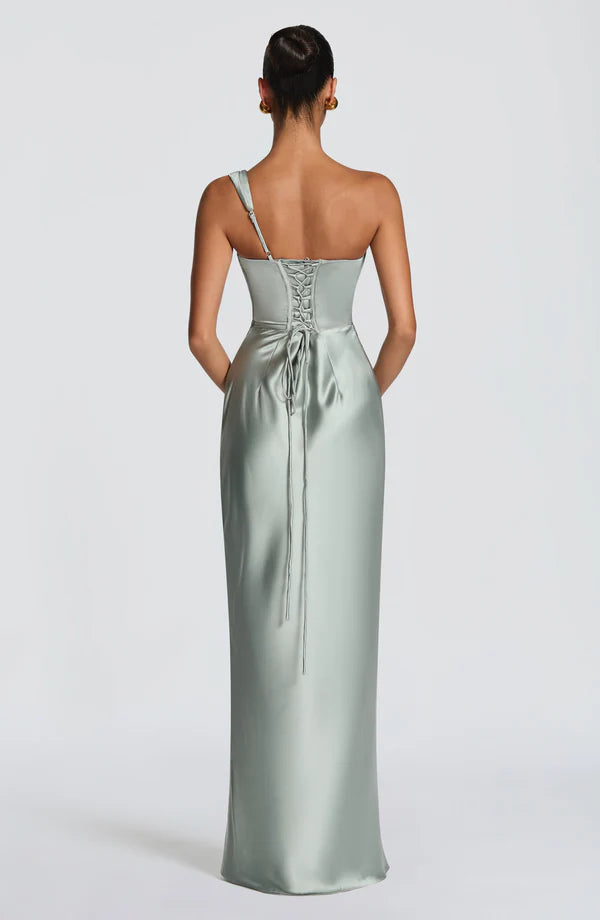 Margrit | Abito da sera elegante monospalla in satin da donna