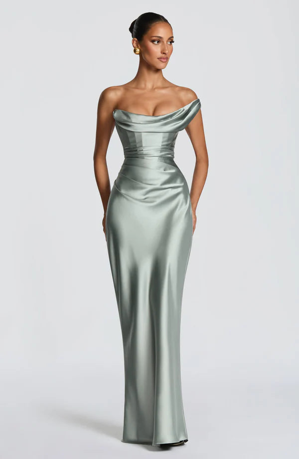Margrit | Abito da sera elegante monospalla in satin da donna