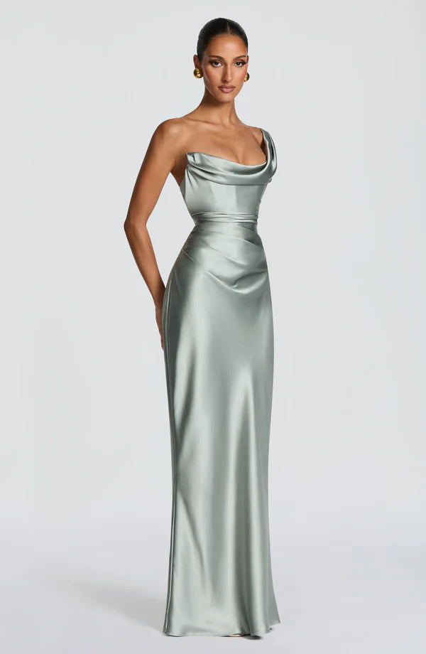 Margrit | Abito da sera elegante monospalla in satin da donna