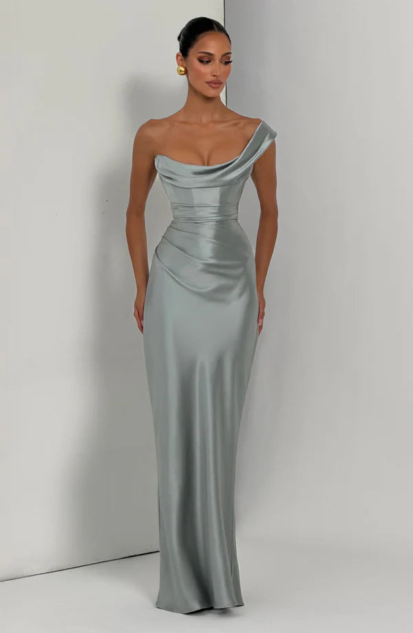 Margrit | Abito da sera elegante monospalla in satin da donna