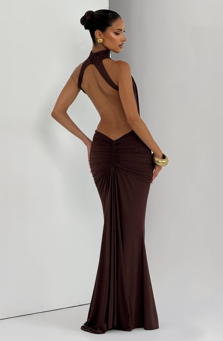 Sonja | Damen Elegantes Neckholder Abendkleid mit Rückenausschnitt