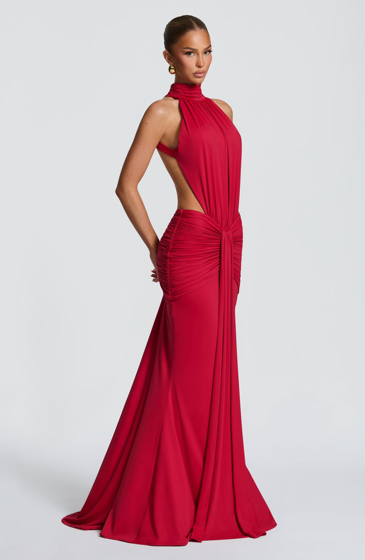 Sonja | Damen Elegantes Neckholder Abendkleid mit Rückenausschnitt