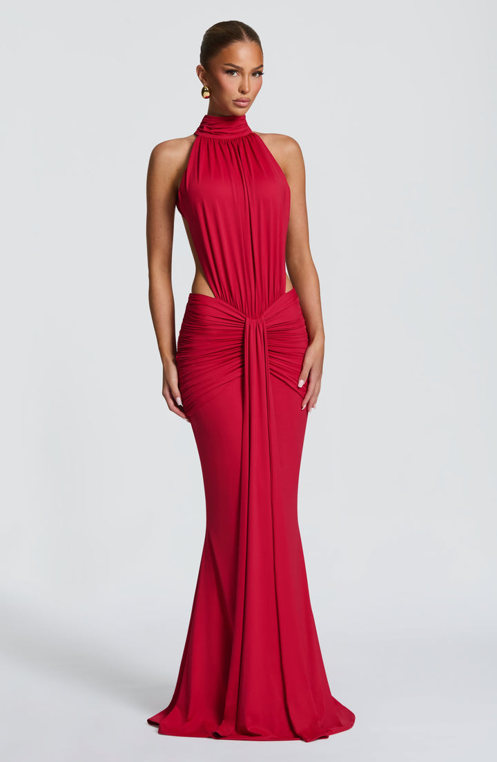 Sonja | Damen Elegantes Neckholder Abendkleid mit Rückenausschnitt