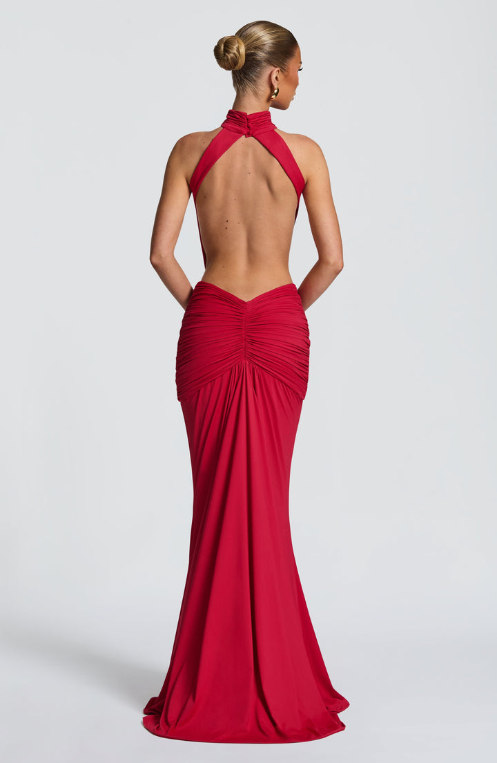 Sonja | Damen Elegantes Neckholder Abendkleid mit Rückenausschnitt