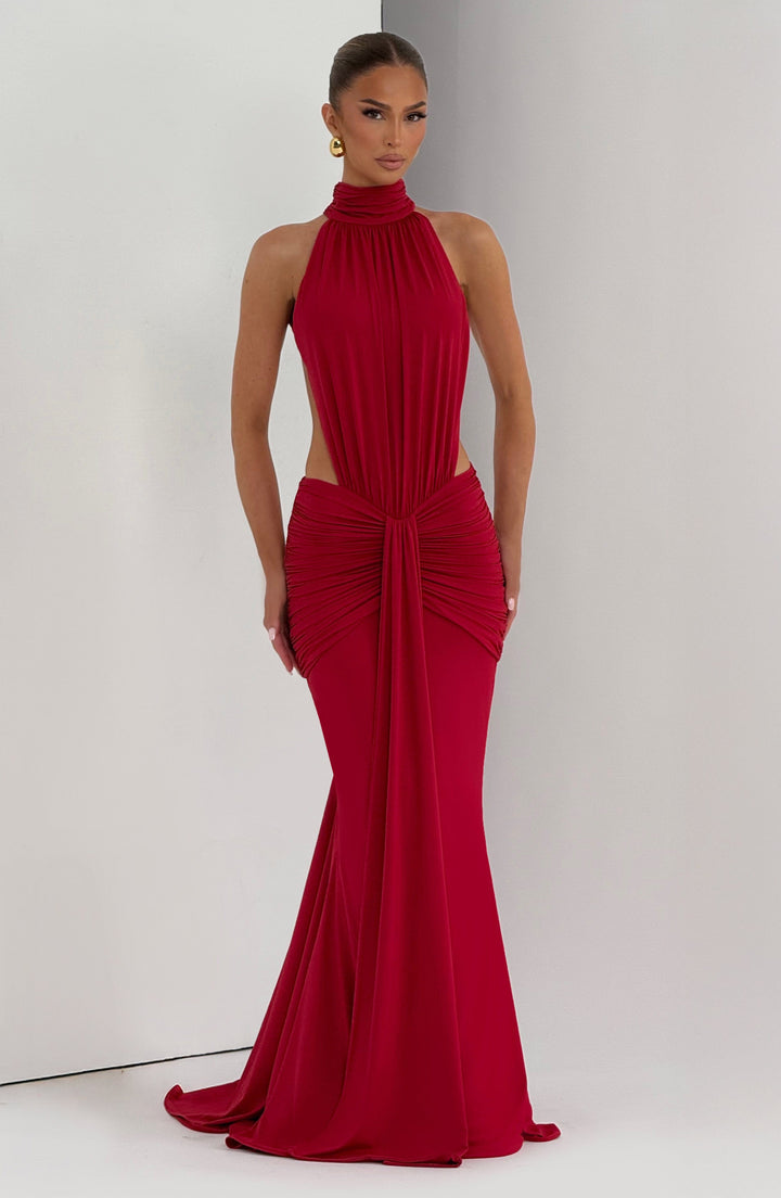 Sonja | Damen Elegantes Neckholder Abendkleid mit Rückenausschnitt