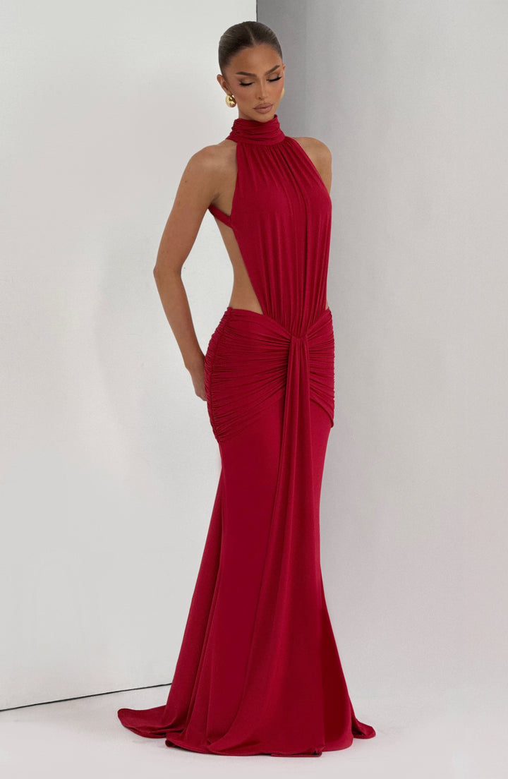 Sonja | Damen Elegantes Neckholder Abendkleid mit Rückenausschnitt
