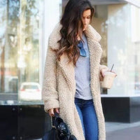 Daisy | Damen Langer Teddy Trenchcoat aus flauschigem Fleece