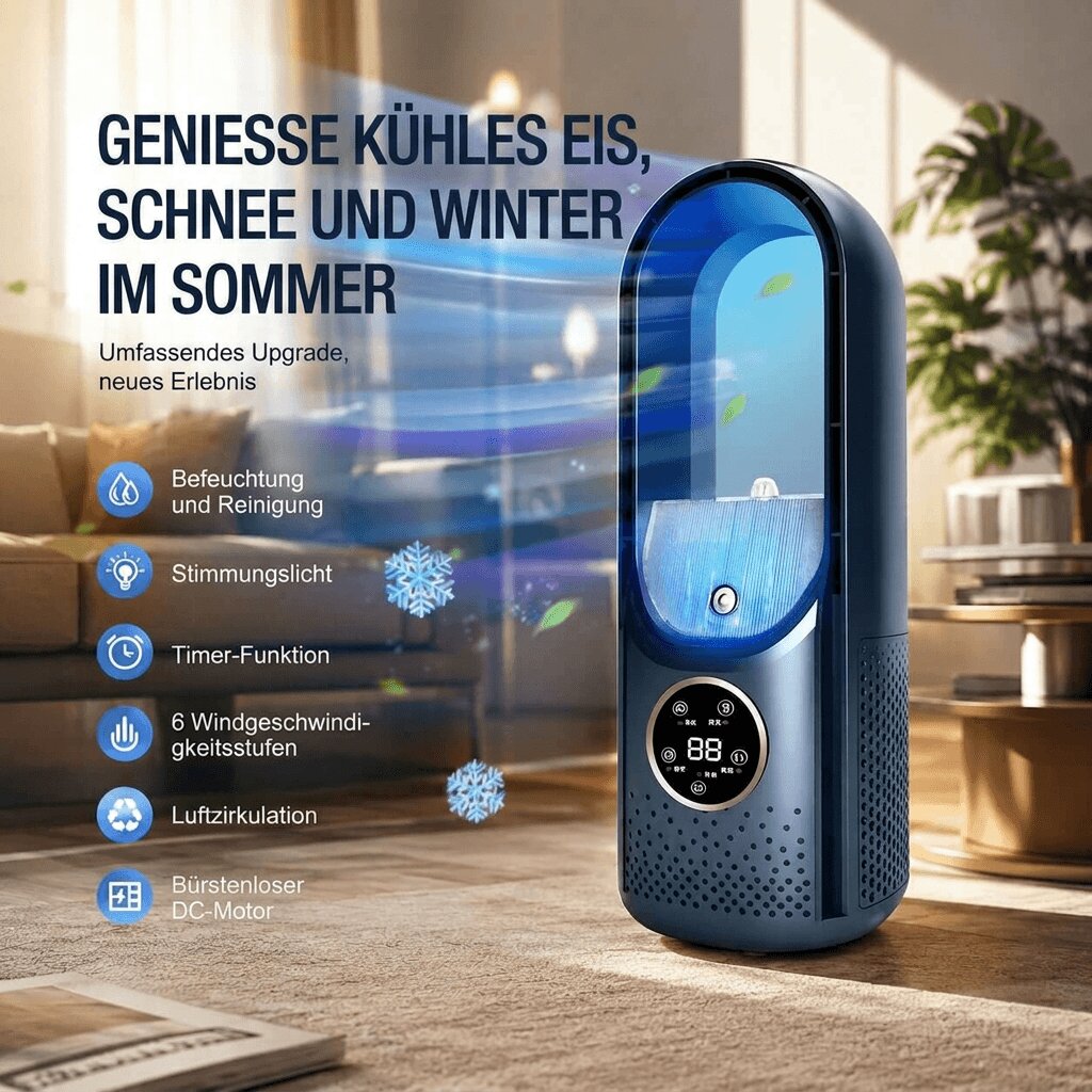 Mobile Turmventilator | Klingenlos Leise Tragbar für den Sommer