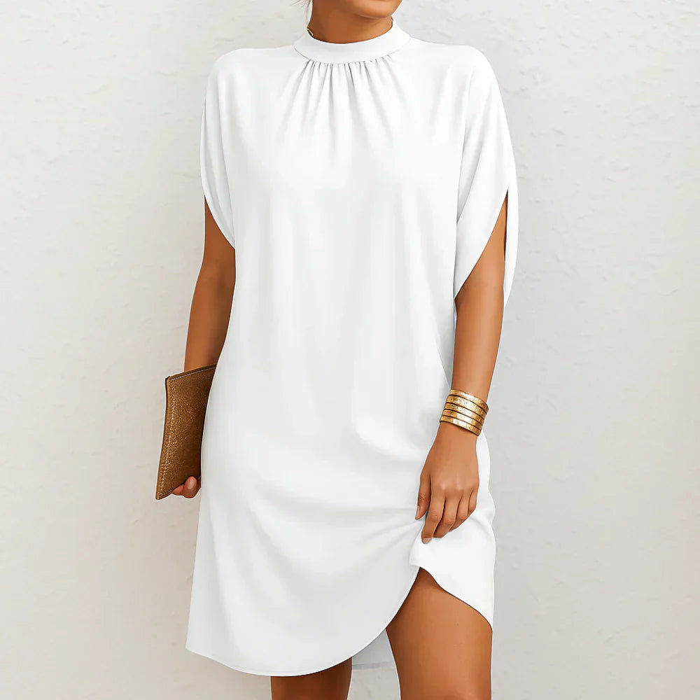 Sophia | Damen Sommer Elegant Hochgeschlossener Midikleid