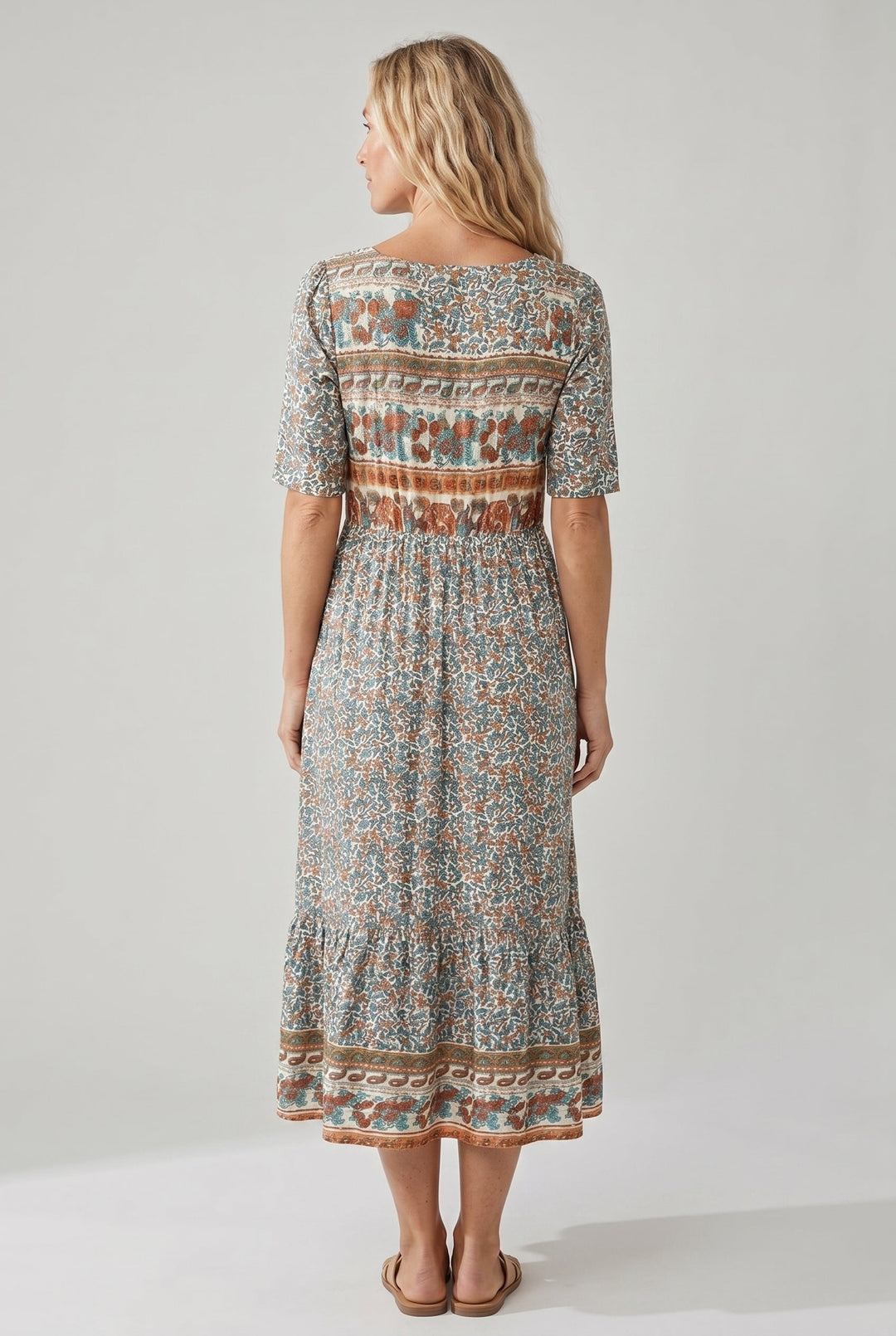 Ricarda | Damen Sommer Bedrucktes Boho Midikleid