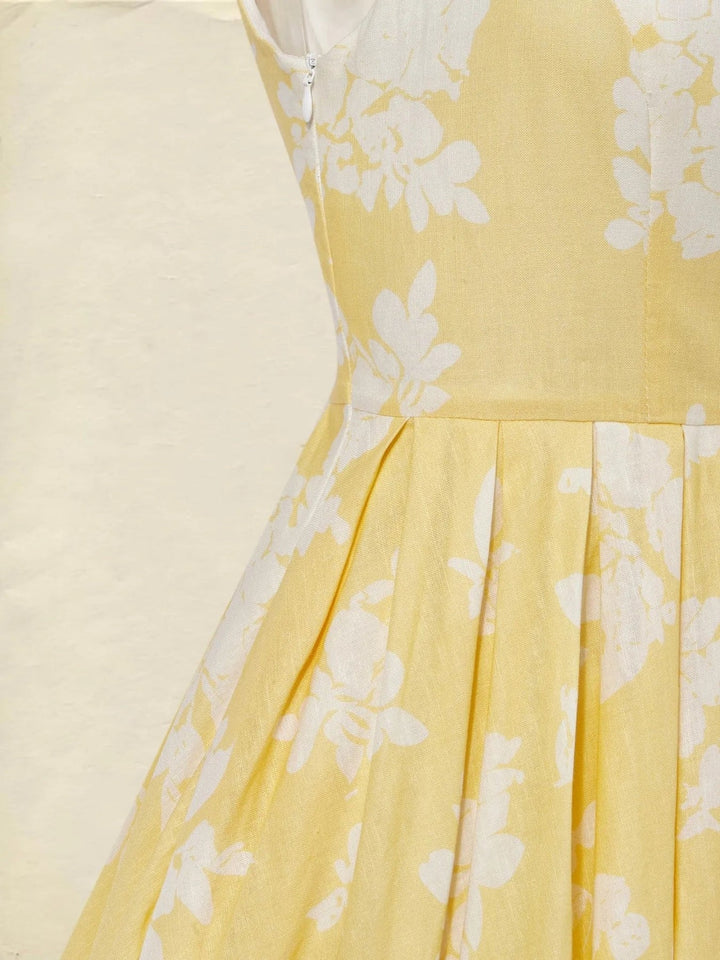 Priska | Damen Elegantes Hochzeitsgast Midikleid mit Blumenmuster