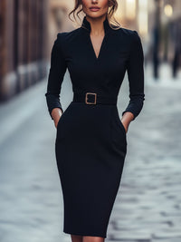 Judith | Damen Business Casual Midikleid mit Gürtel